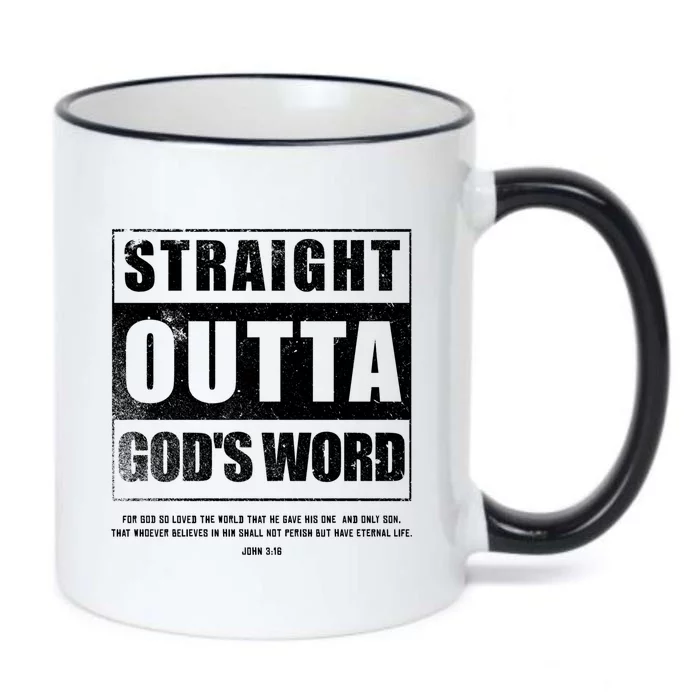 Straight Outta Gods Word John 3 16 Jesus Christian Lord Gift Black Color Changing Mug