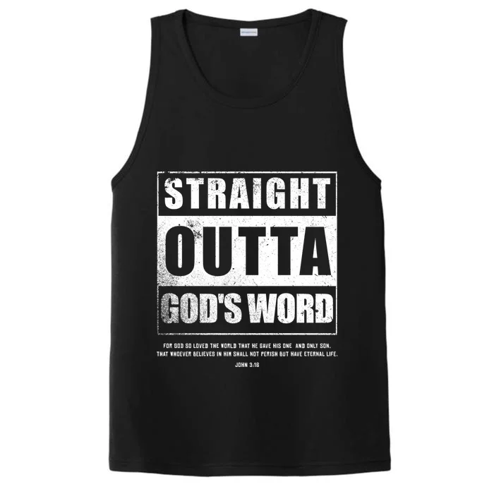 Straight Outta Gods Word John 3 16 Jesus Christian Lord Gift Performance Tank