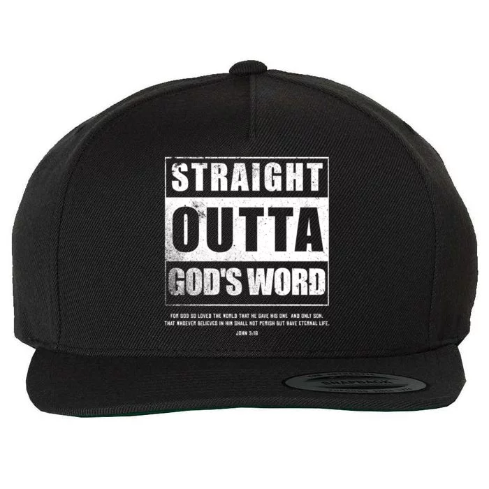 Straight Outta Gods Word John 3 16 Jesus Christian Lord Gift Wool Snapback Cap