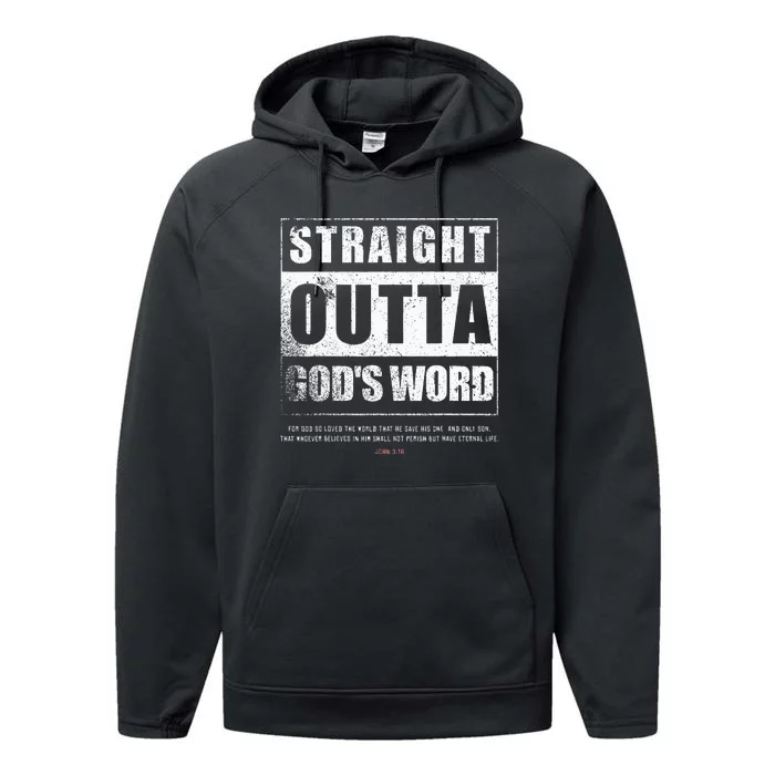 Straight Outta Gods Word John 3 16 Jesus Christian Lord Performance Fleece Hoodie