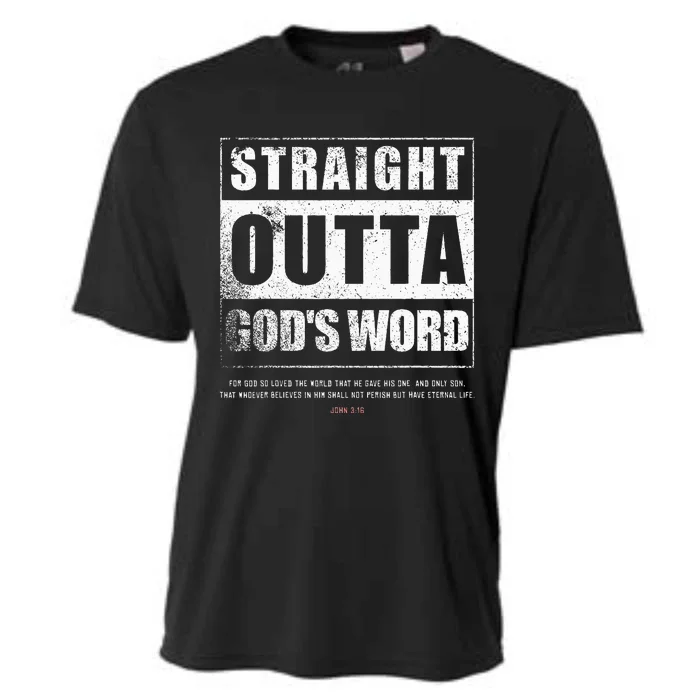 Straight Outta Gods Word John 3 16 Jesus Christian Lord Cooling Performance Crew T-Shirt