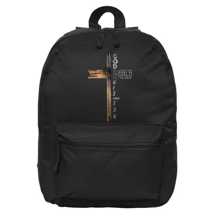 Son Of God Jesus Christ Cross Christian 9 John 316 16 in Basic Backpack