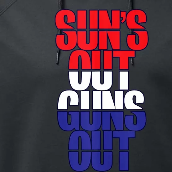 SunS Out Guns Out Red White And Blue Performance Fleece Hoodie