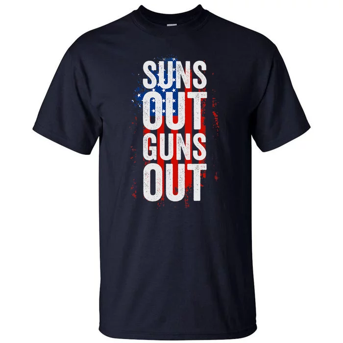 Suns Out Guns Out Tank Top Men Women 4th Of July USA Flag Tall T-Shirt