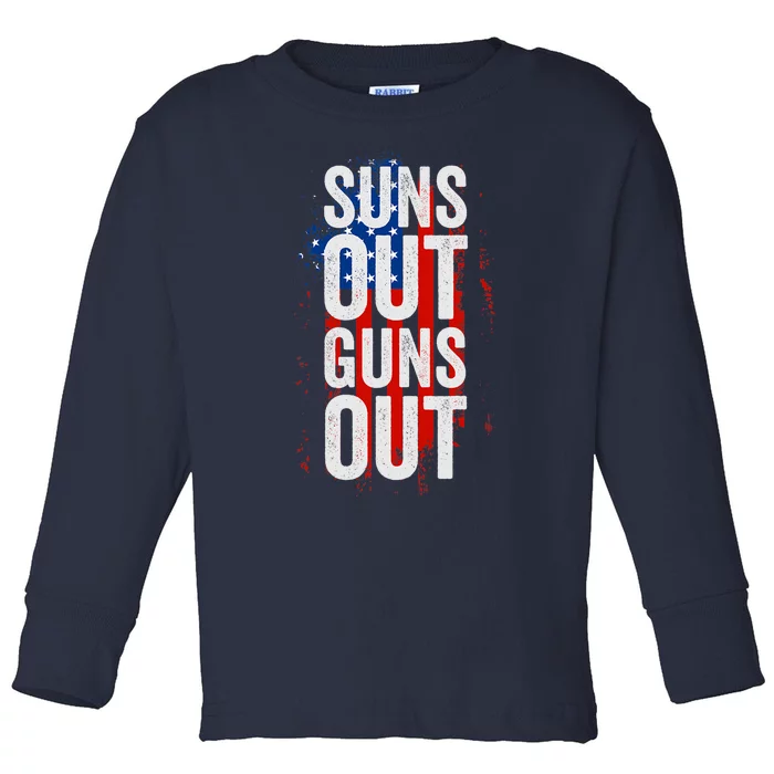 Suns Out Guns Out Tank Top Men Women 4th Of July USA Flag Toddler Long Sleeve Shirt