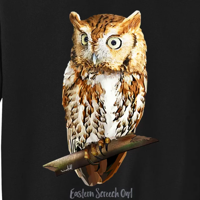 Screech Owl Graphic Birder Wildlife Bird Watching Sweatshirt