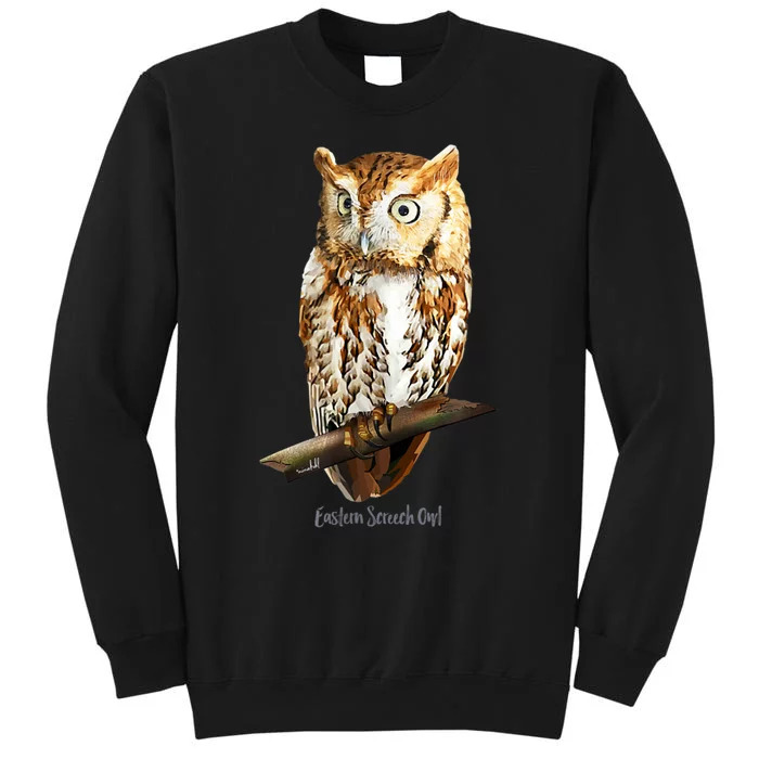 Screech Owl Graphic Birder Wildlife Bird Watching Sweatshirt