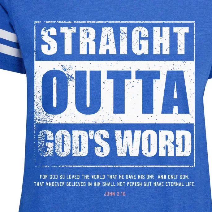 Straight Outta Gods Word John 3 16 Jesus Christian Enza Ladies Jersey Football T-Shirt