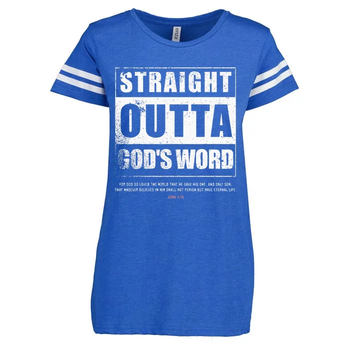 Straight Outta Gods Word John 3 16 Jesus Christian Enza Ladies Jersey Football T-Shirt