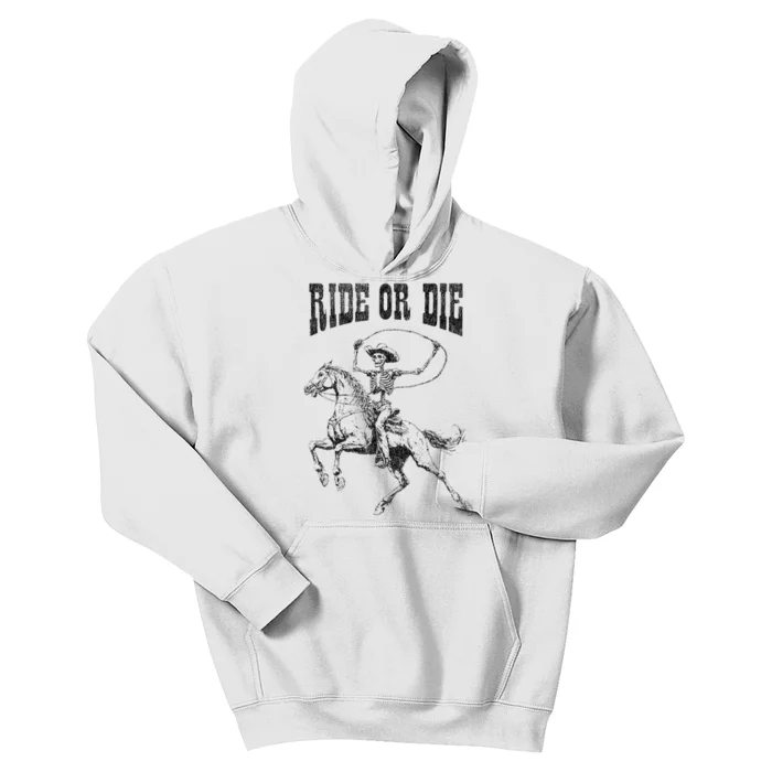 Skeleton On Horse Kids Hoodie