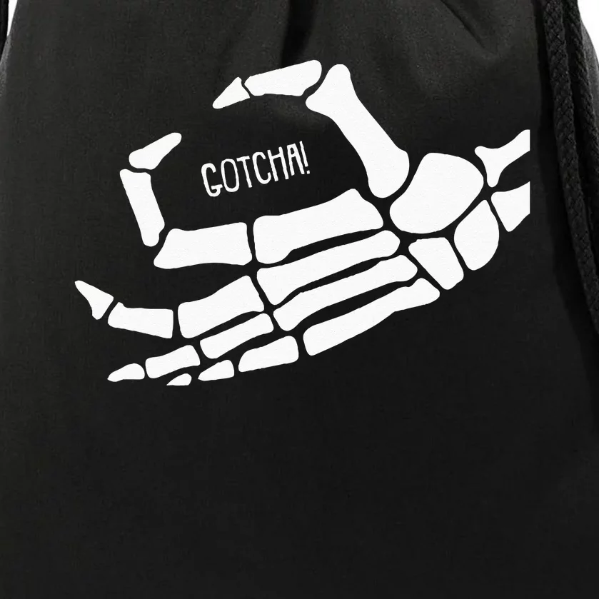 Skeleton Ok Hand Sign Lazy DIY Halloween Costume Funny Bones Drawstring Bag