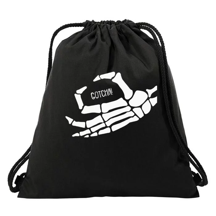 Skeleton Ok Hand Sign Lazy DIY Halloween Costume Funny Bones Drawstring Bag