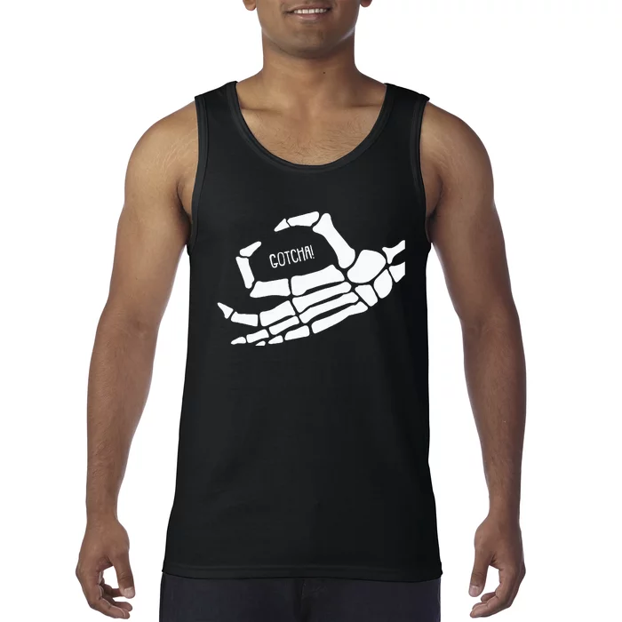 Skeleton Ok Hand Sign Lazy DIY Halloween Costume Funny Bones Tank Top