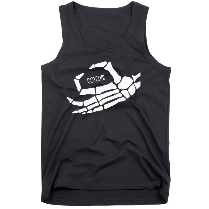 Skeleton Ok Hand Sign Lazy DIY Halloween Costume Funny Bones Tank Top