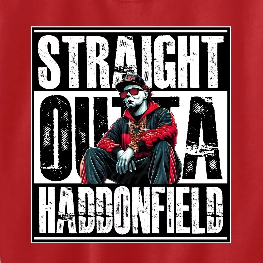 Straight Outta Haddonfield Michael Halloween Horror Character Kids Sweatshirt