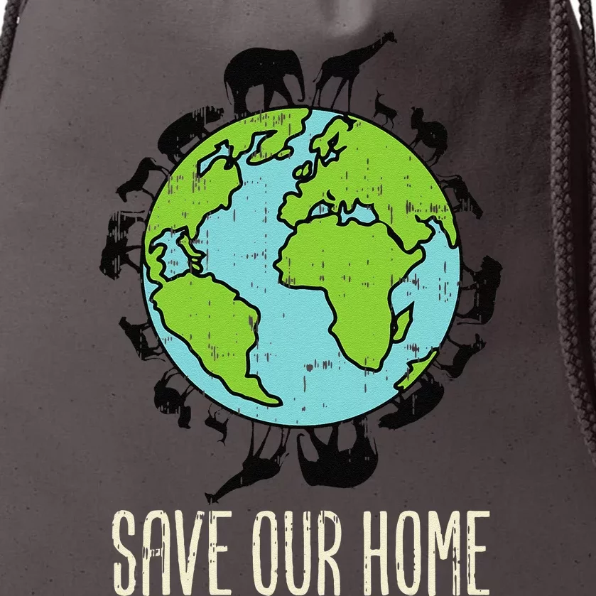 Save Our Home Animals Wildlife Conservation Earth Day Gift Drawstring Bag