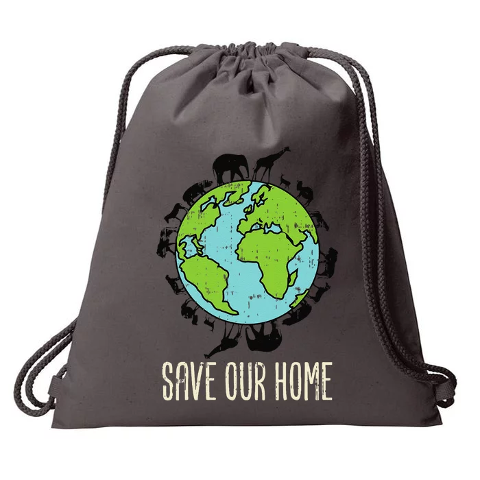 Save Our Home Animals Wildlife Conservation Earth Day Gift Drawstring Bag