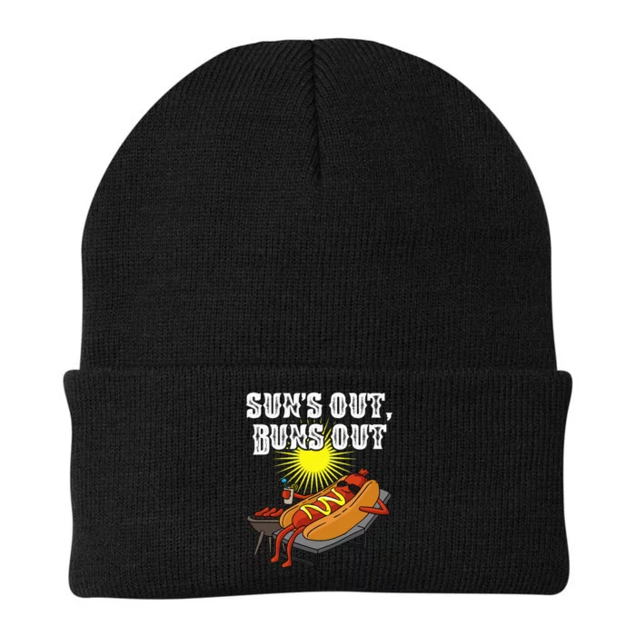 Suns Out Hot Dog Buns Out Funny Sausage Bbq Food Barbecue Knit Cap Winter Beanie