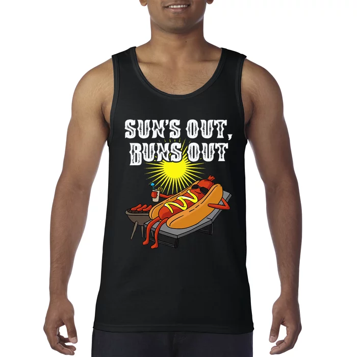 Suns Out Hot Dog Buns Out Funny Sausage Bbq Food Barbecue Tank Top