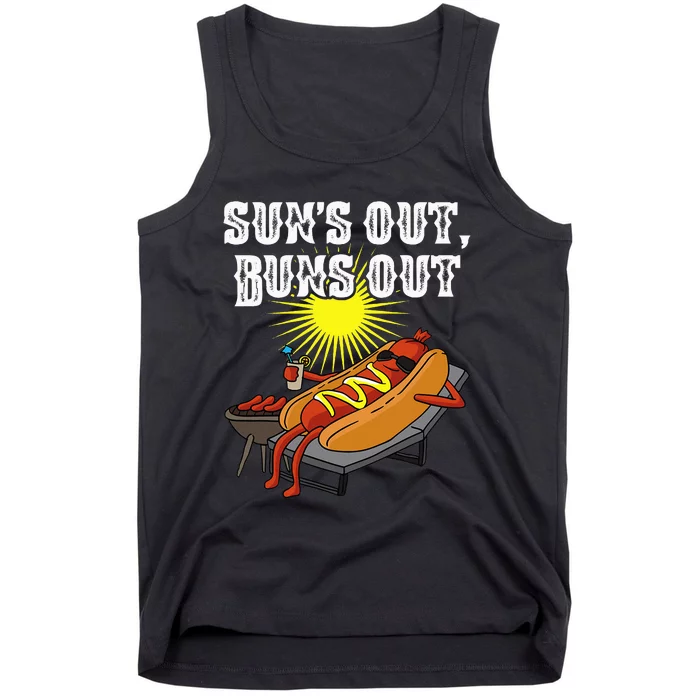 Suns Out Hot Dog Buns Out Funny Sausage Bbq Food Barbecue Tank Top