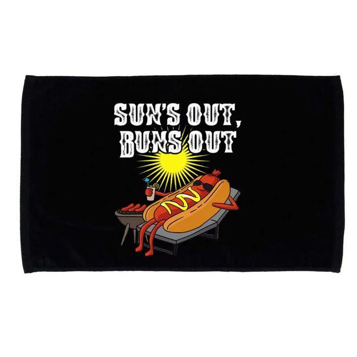 Suns Out Hot Dog Buns Out Funny Sausage Bbq Food Barbecue Microfiber Hand Towel