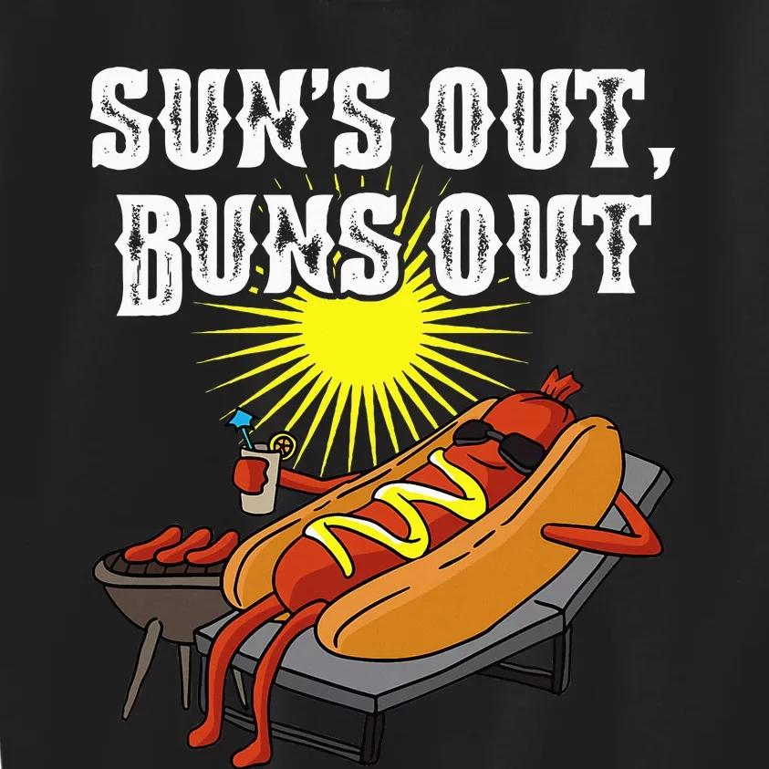 Suns Out Hot Dog Buns Out Funny Sausage Bbq Food Barbecue Kids Sweatshirt