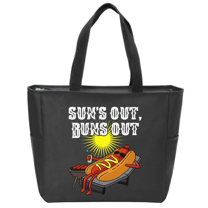 Suns Out Hot Dog Buns Out Funny Sausage Bbq Food Barbecue Zip Tote Bag