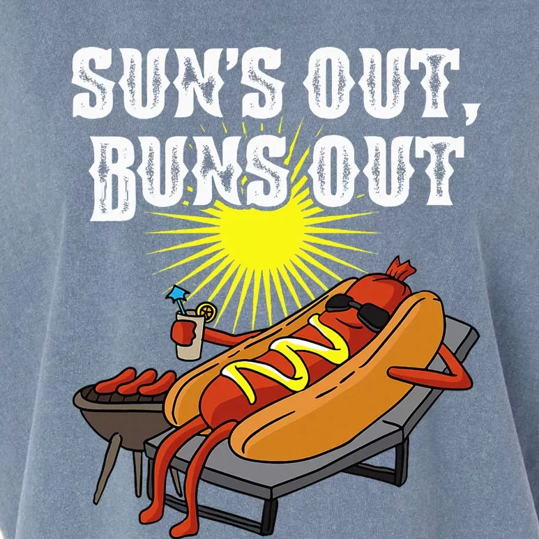 Suns Out Hot Dog Buns Out Funny Sausage Bbq Food Barbecue Garment-Dyed Women's Muscle Tee