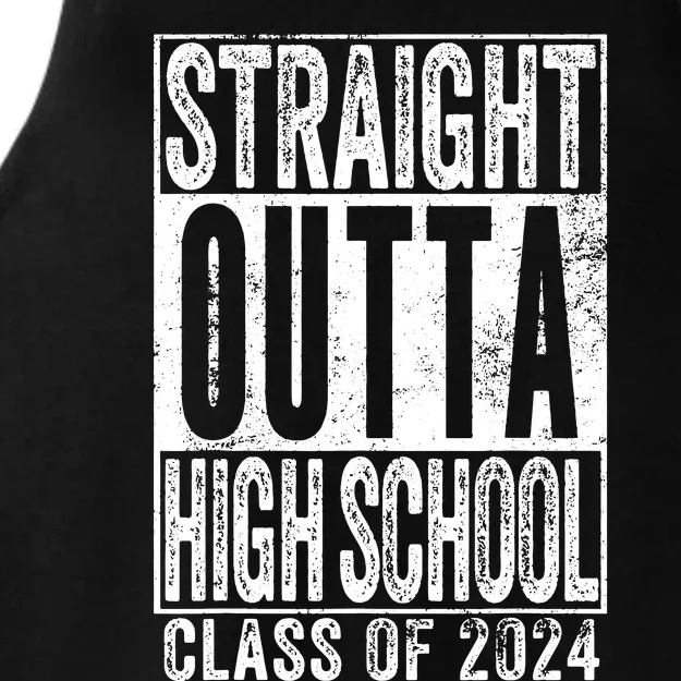 Straight Outta High School Graduation Class Of 2024 Grad Ladies Tri-Blend Wicking Tank