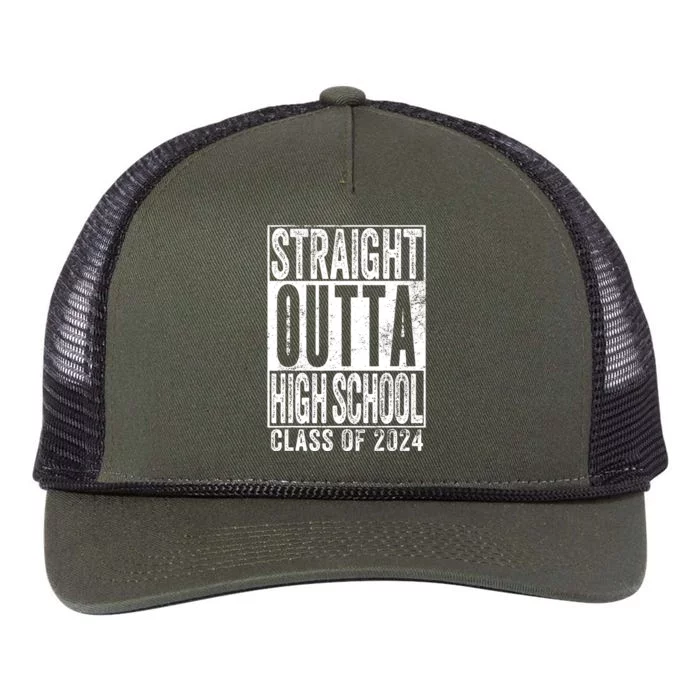 Straight Outta High School Graduation Class Of 2024 Grad Retro Rope Trucker Hat Cap