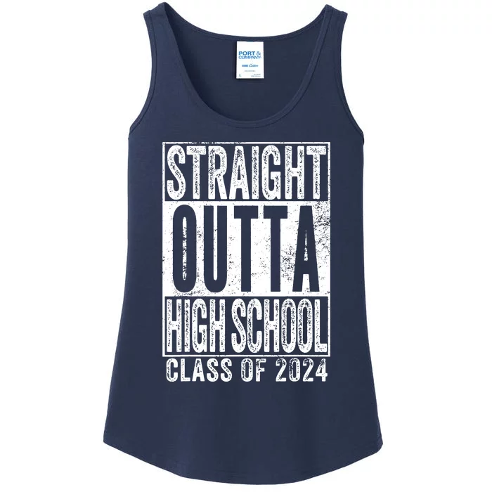 Straight Outta High School Graduation Class Of 2024 Grad Ladies Essential Tank