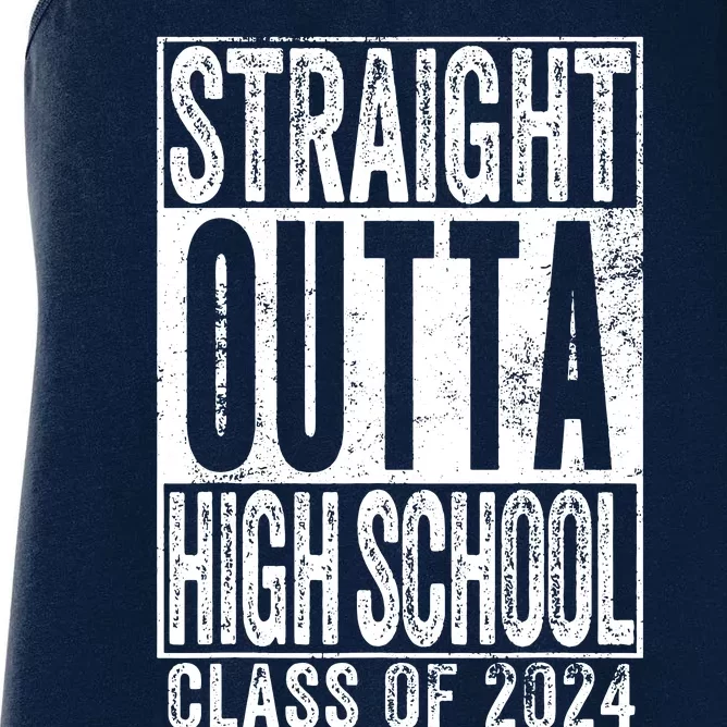 Straight Outta High School Graduation Class Of 2024 Grad Women's Racerback Tank