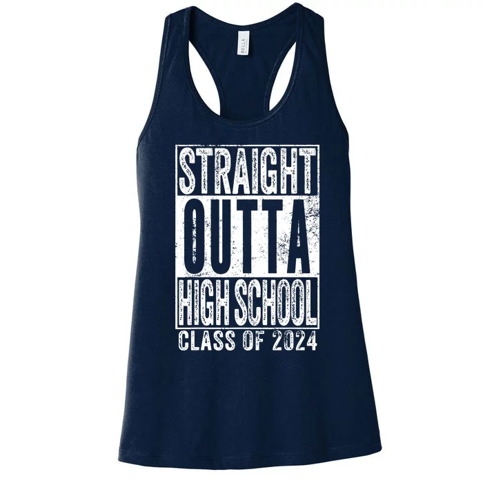 Straight Outta High School Graduation Class Of 2024 Grad Women's Racerback Tank