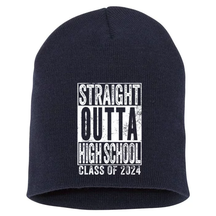 Straight Outta High School Graduation Class Of 2024 Grad Short Acrylic Beanie