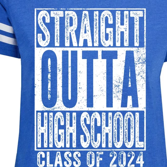 Straight Outta High School Graduation Class Of 2024 Grad Enza Ladies Jersey Football T-Shirt