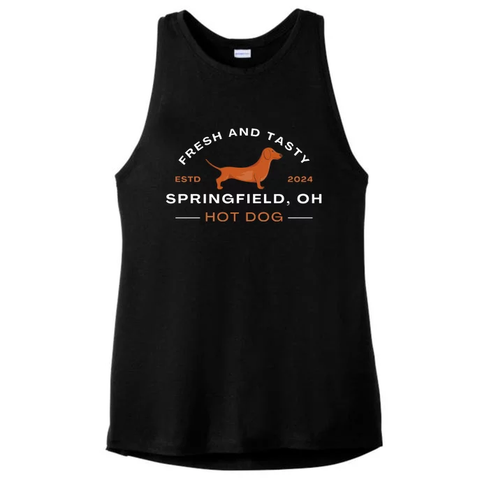 Springfield Ohio Hot Dog Harris Walz Election 2024 Ladies Tri-Blend Wicking Tank