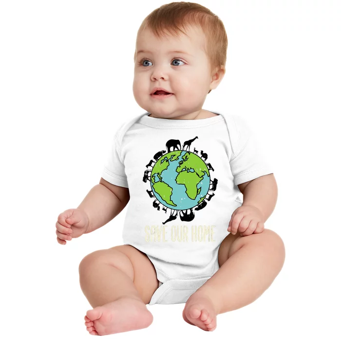 Save Our Home Animals Wildlife Conservation Earth Day Gift Baby Bodysuit