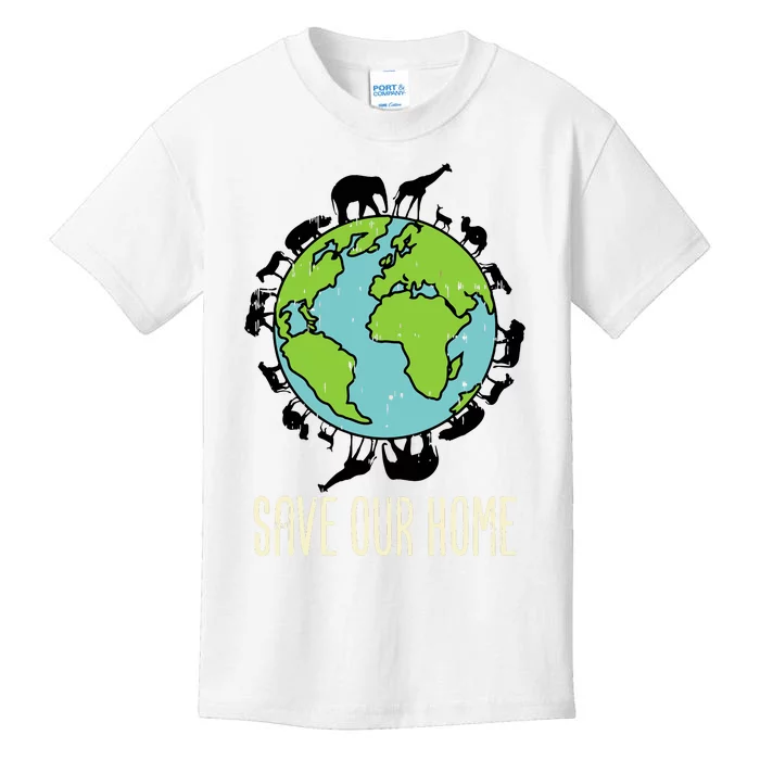 Save Our Home Animals Wildlife Conservation Earth Day Gift Kids T-Shirt