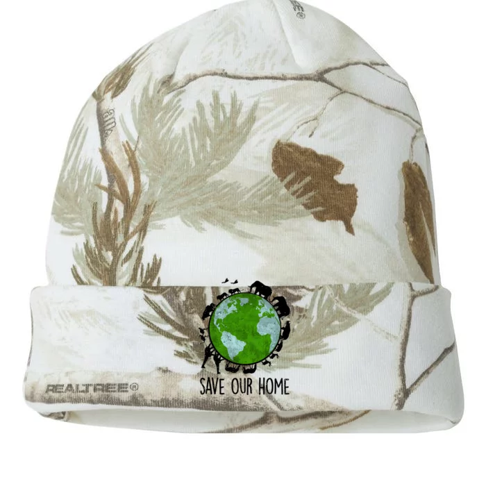 Save Our Home Animals Earth Day Planet Environt Funny Gift Kati - 12in Camo Beanie