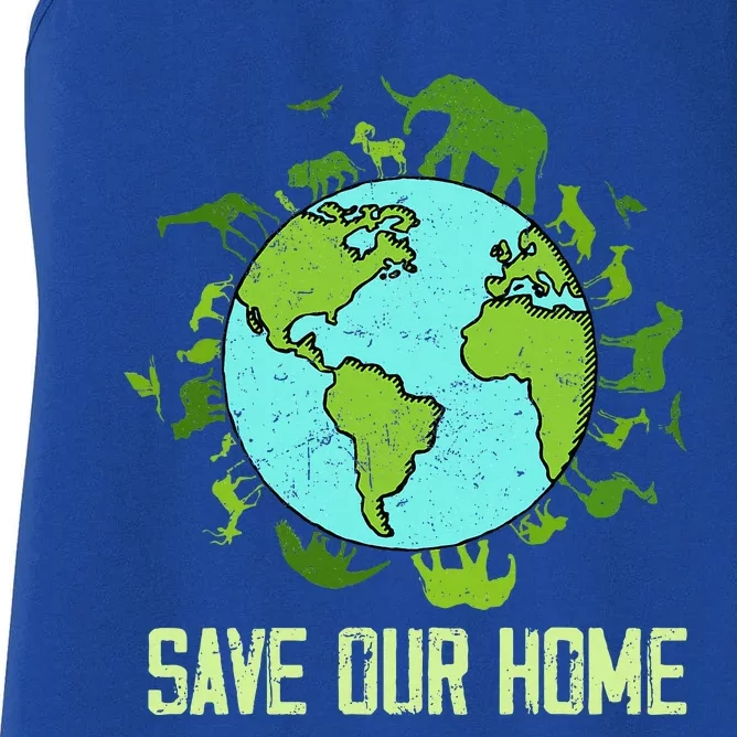 Save Our Home Animals Wildlife Earth Day 2024 Women's Racerback Tank