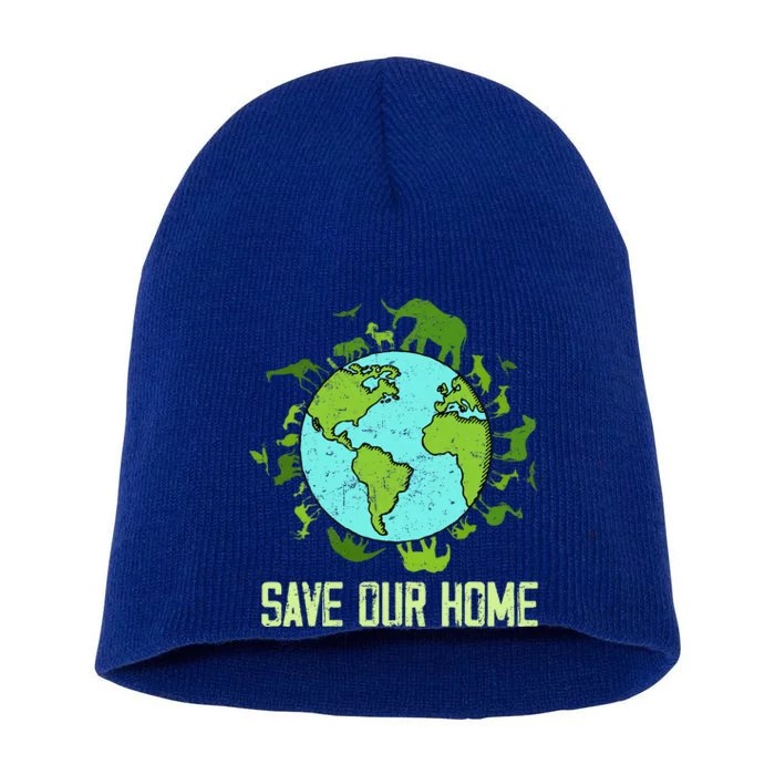 Save Our Home Animals Wildlife Earth Day 2024 Short Acrylic Beanie