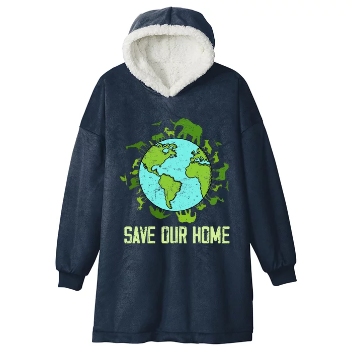 Save Our Home Animals Wildlife Earth Day 2024 Hooded Wearable Blanket