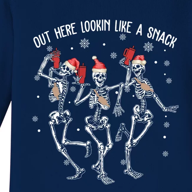 Skeleton Out Here Lookin Like A Snack Gift Baby Long Sleeve Bodysuit