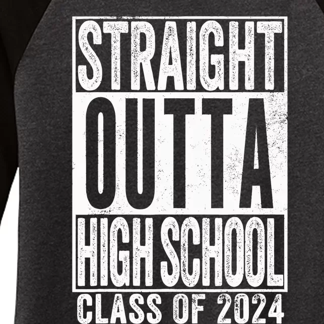 Straight Outta High School Graduation Class Of 2024 Grad Women's Tri-Blend 3/4-Sleeve Raglan Shirt