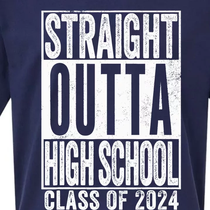 Straight Outta High School Graduation Class Of 2024 Grad Sueded Cloud Jersey T-Shirt