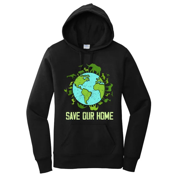 Save Our Home Animals Wildlife Conservation Earth Day 2024 Women's Pullover Hoodie