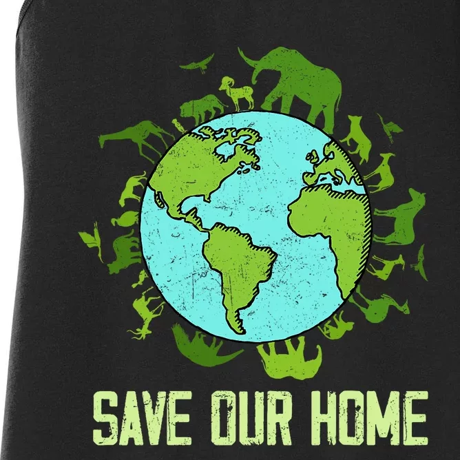 Save Our Home Animals Wildlife Conservation Earth Day 2024 Women's Racerback Tank