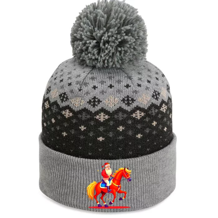 Santa On Horseback A Perfect Festive Christmas Xmas Graphic Cute Gift The Baniff Cuffed Pom Beanie