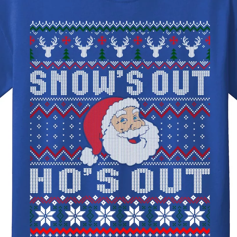 Snows Out Ho Ho Hos Sweater Style Christmas Santa Ugly Xmas Gift Kids T-Shirt