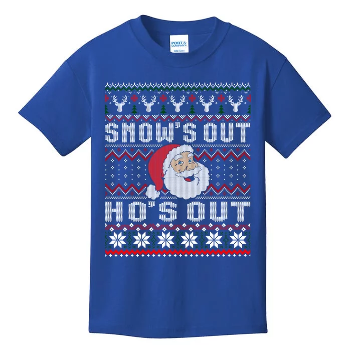 Snows Out Ho Ho Hos Sweater Style Christmas Santa Ugly Xmas Gift Kids T-Shirt